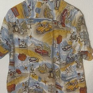 Warner Bros. Men's Cartoon Print Shirt - Yellow and Blue